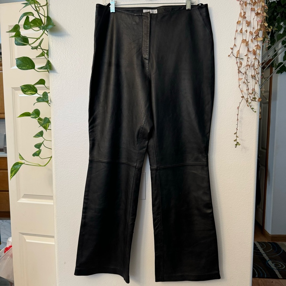 Worthington Black Genuine Leather Straight leg vintage Pants